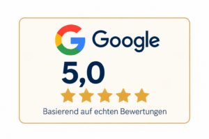 Google Bewertungsbadge mit 50 Sternen